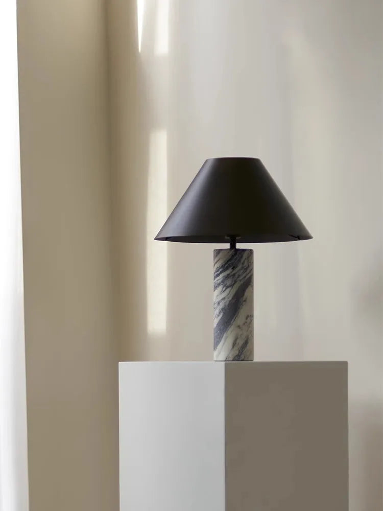 Afralia™ Marble Table Lamp with Iron Lampshade, Luxury Desk Light, Living Room Décor