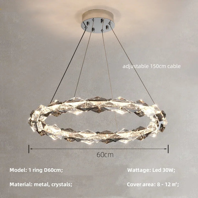Afralia™ Crystal Chandelier Pendant Light - Dimmable Modern Luxury LED Chrome Luminaria