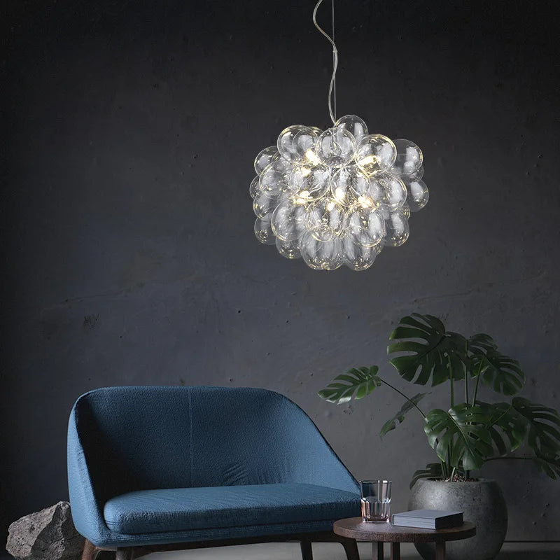Afralia™ Glass Ball Chandelier: Modern Color Pendant Light for Living Room Decor