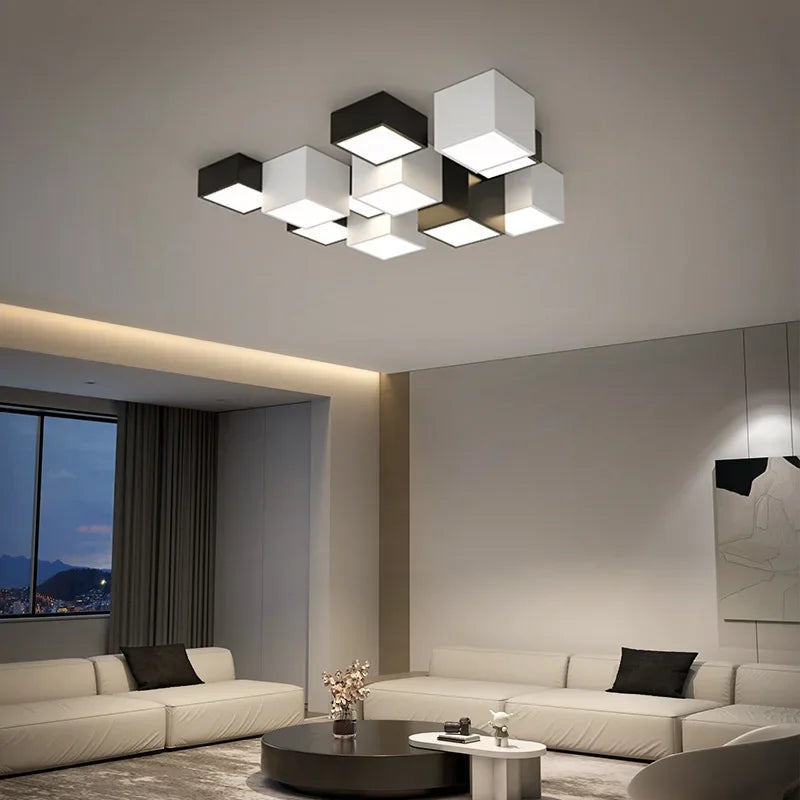 Afralia™ Nordic Black White LED Ceiling Lamp for Stylish Living Room, Bedroom, Office Lighting