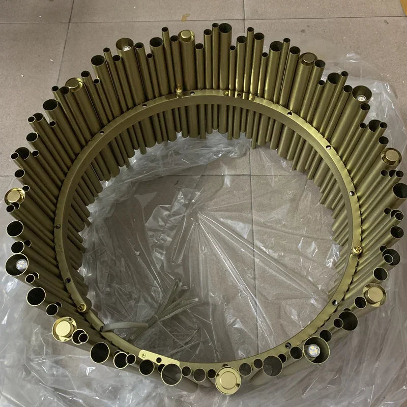 Afralia™ Gold Brubeck LED Chandelier Pendant Light - Stylish Aluminum Alloy Tube Suspension Luminaire