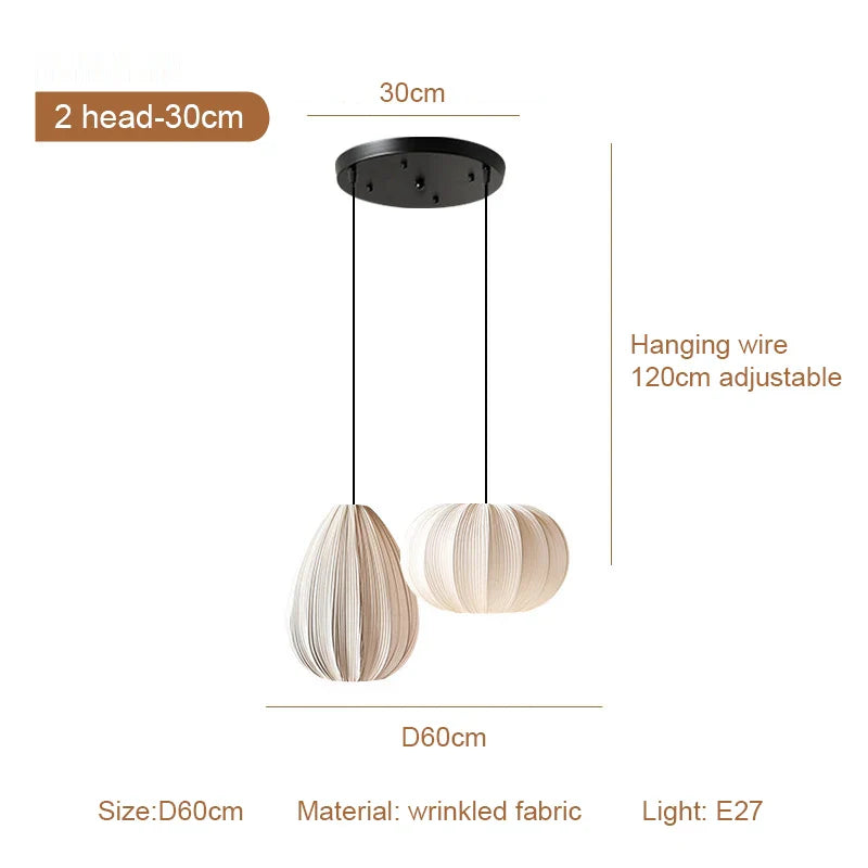 Afralia™ Japanese Wabi-Sabi Pleated Fabric Pendant Lights for Dining Room & Bedroom