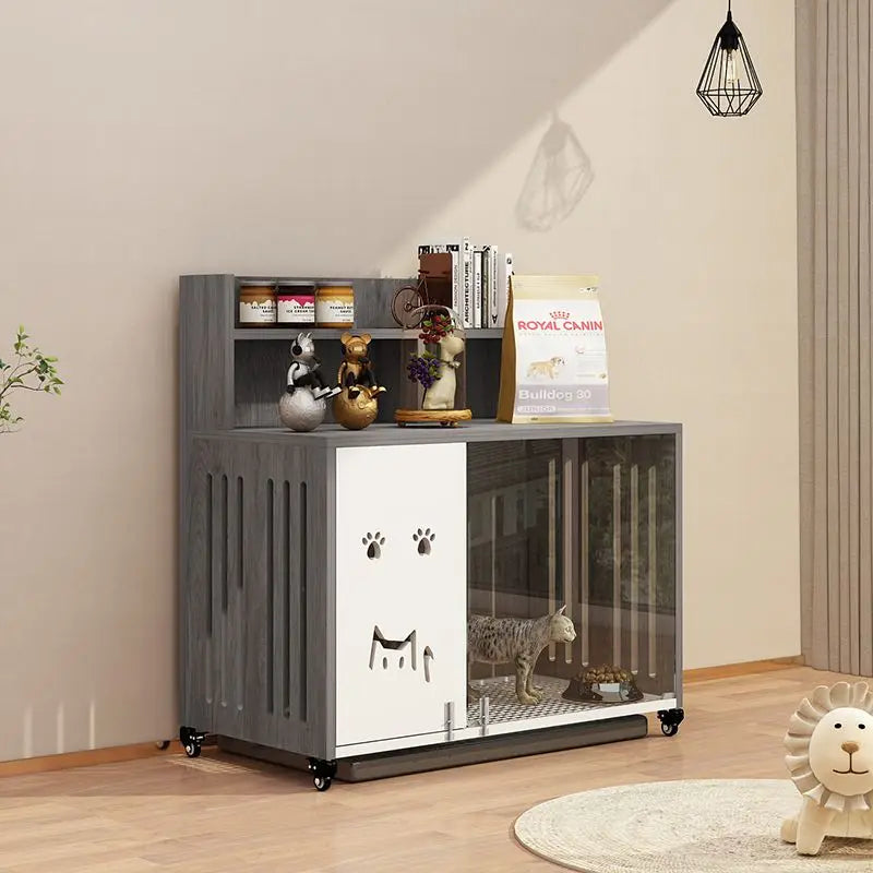 Afralia™ Modern Wood Cat Cage House Small Animal Shelter Multi-layer Cabinet
