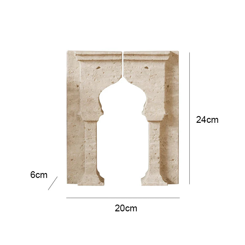 Afralia™ Archway Shape Travertine Sculpture Figurine Statue for Home Decor