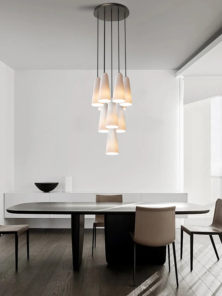 Afralia™ White Glass Chandelier Luxury Ceiling Light Fixture for Elegant Dining Room Decor
