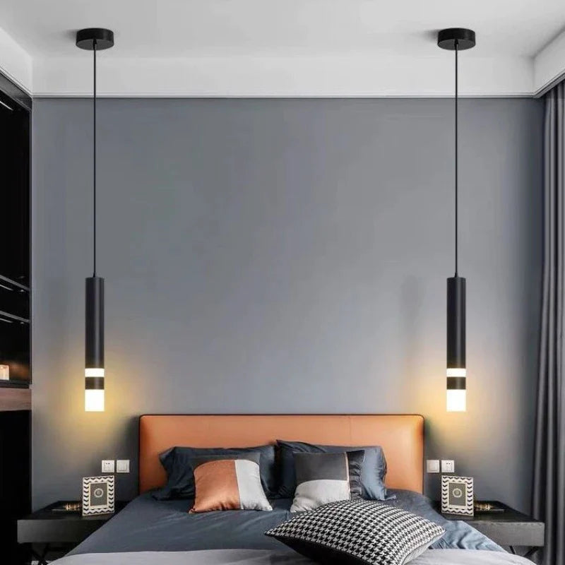 Afralia™ Modern Black & Gold LED Pendant Chandelier for Bedroom & Dining Room