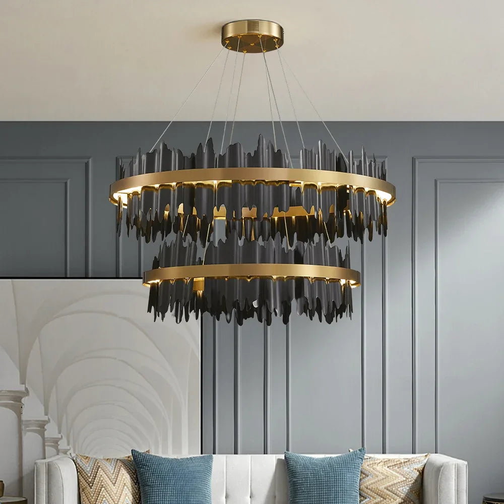 Afralia™ Modern Circle Pendant Chandelier Luxury Home Decor LED Dimmable Light Fixtures