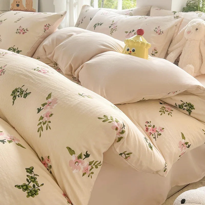 Afralia™ Plant Print Bedding Set - Twin Full Size Soft Comforter for Skin Friendly Bedroom Decor