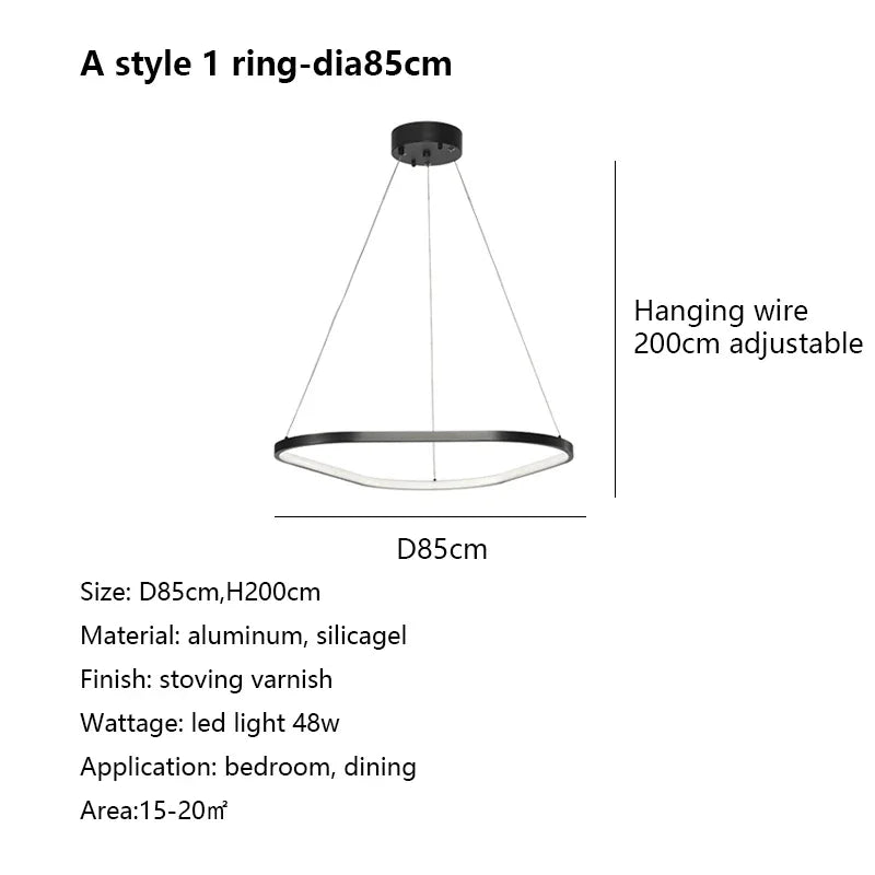 Afralia™ Nordic Geometry Ring LED Chandelier for Living Room Dining Minimalist Bedroom