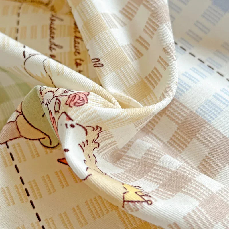 Afralia™ Cotton Printed Student Bedding Set - All Seasons Queen Single Comforter Cover Set