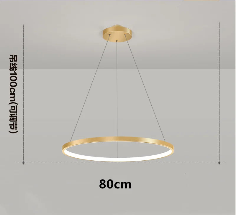 Afralia™ Modern Black Ring LED Pendant Light Chandelier for Home Decoration
