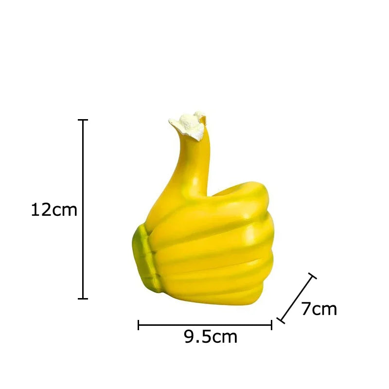 Afralia™ Banana Fist Thumbs-up Resin Statue Desk Ornament for Room Decor