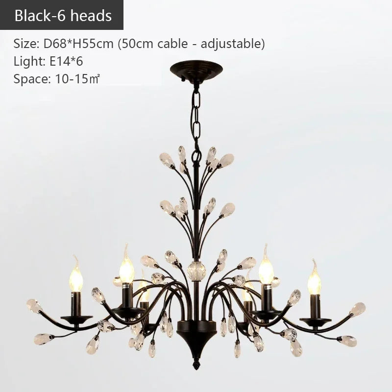 Afralia™ Vintage Crystal LED Ceiling Chandelier for Country Living Room Lighting