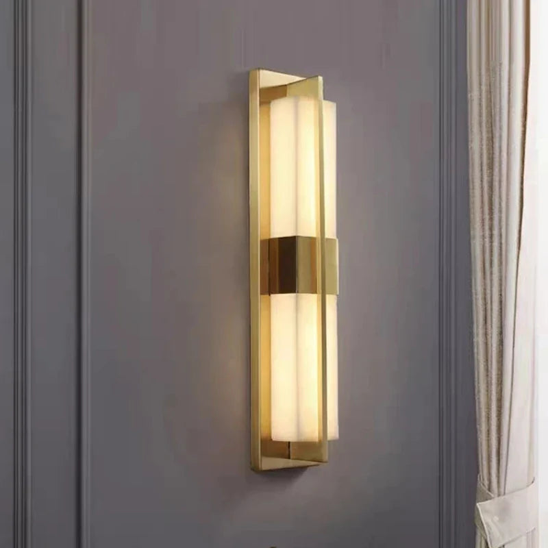 Afralia™ Marble LED Wall Lights: Gold Black Copper Sconce Lamp for Living Room, Bedroom, Restaurant