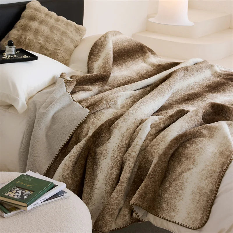 Afralia™ Plush Striped Nap Blanket - Luxury Soft Single Bed Sofa Comfort Blanket