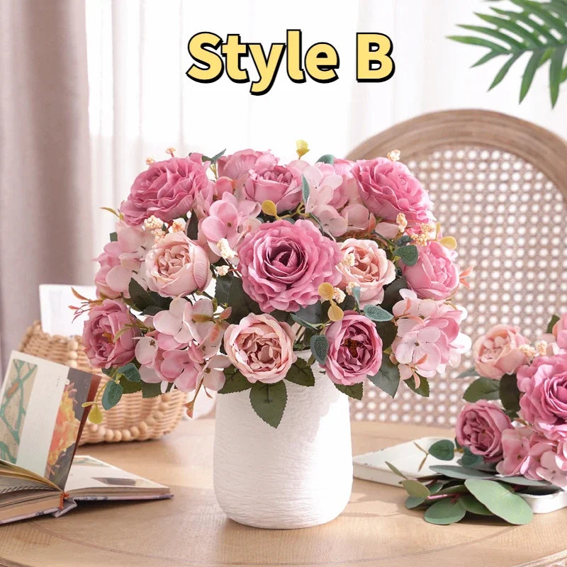 Afralia™ Peony Tea Rose Autumn Silk Flowers for Home Wedding Decoration