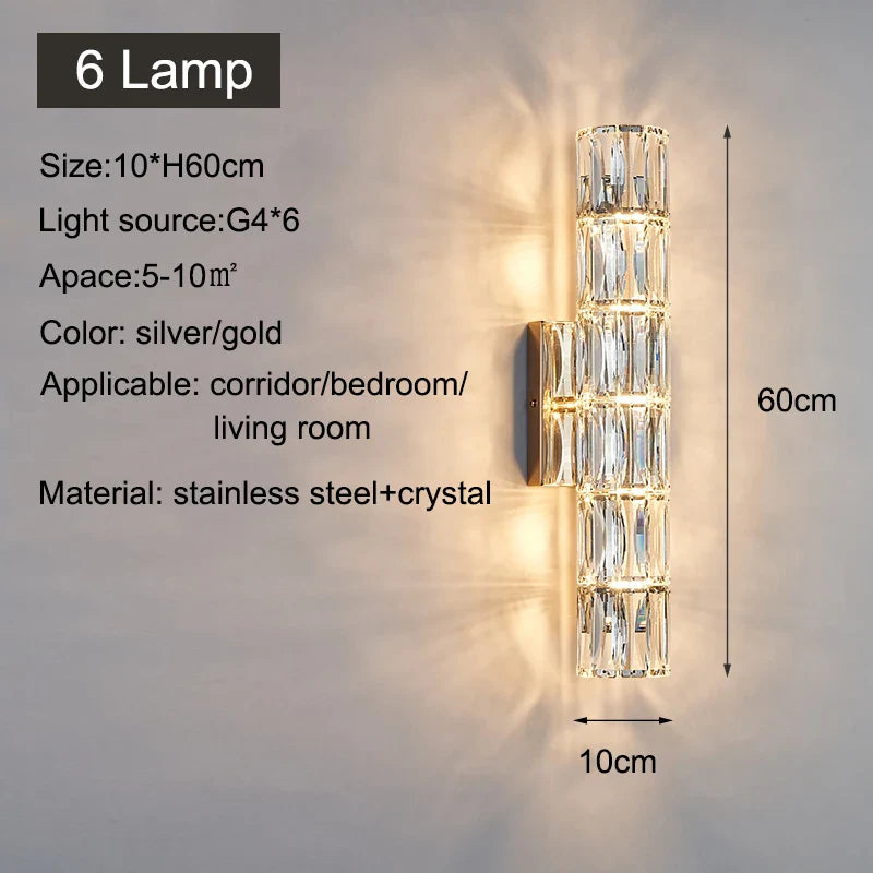 Afralia™ Crystal LED Wall Lamp for TV Bedside Villa Aisle Porch