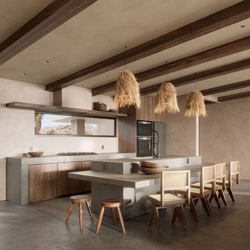 Afralia™ Handwoven Rattan LED Chandelier Pendant Light Fixture for Dining Room & Bar