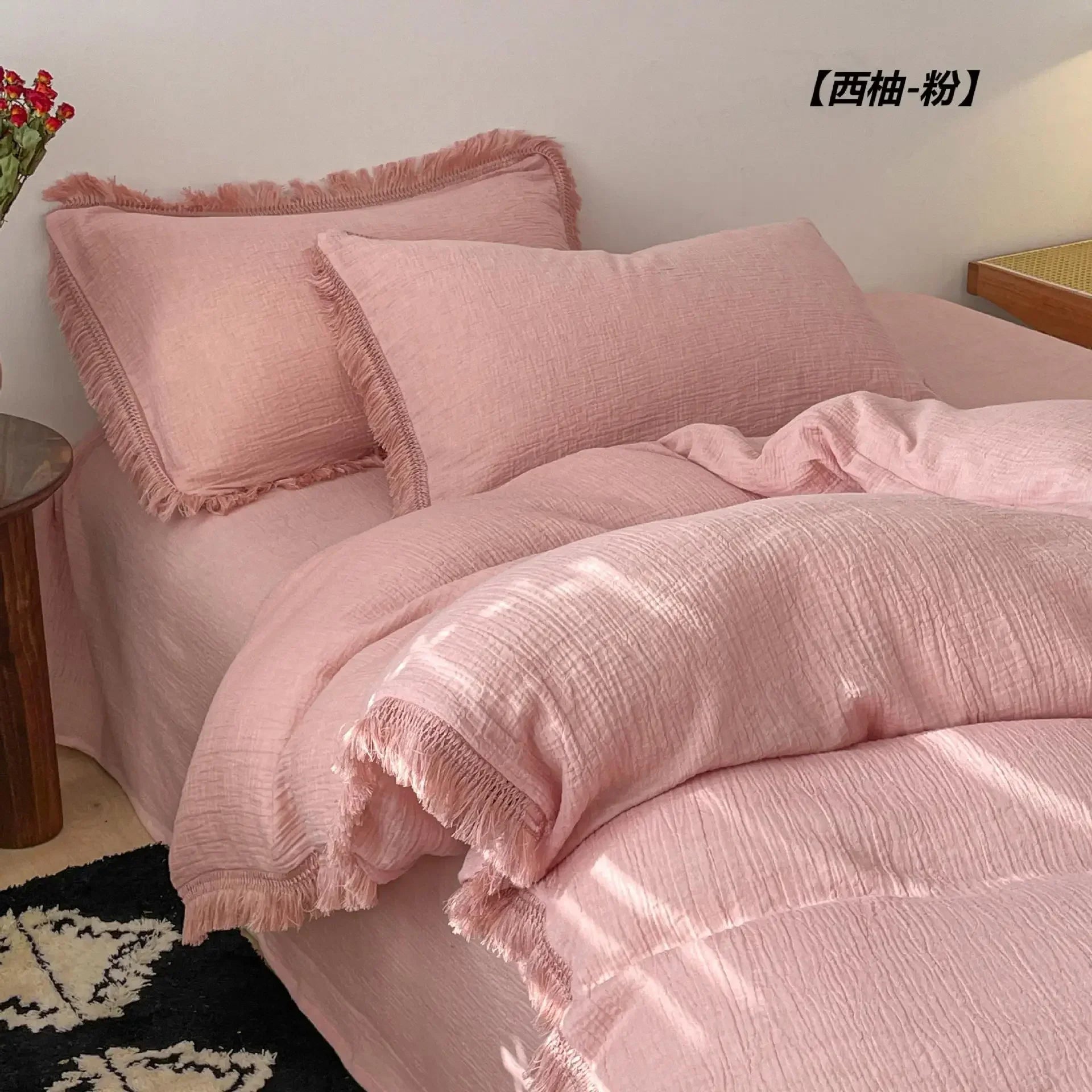 Afralia™ Luxury Retro Cotton Tassel Bedding Set for Queen King Comforter Cover