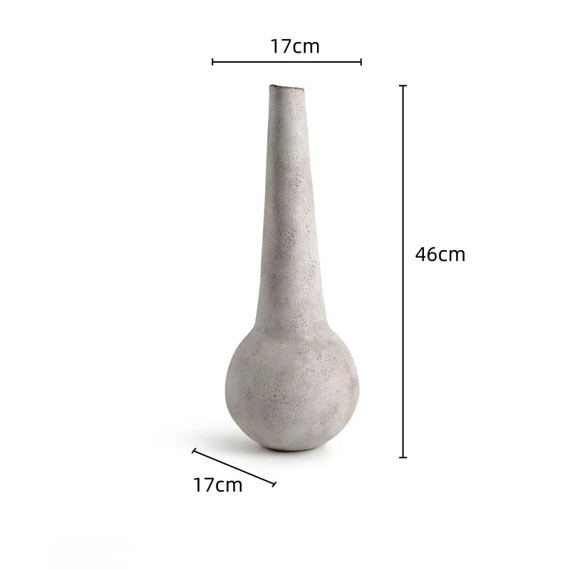 Afralia™ Geometric Stoneware Vase Vintage Art Craft Home Decor Ornaments