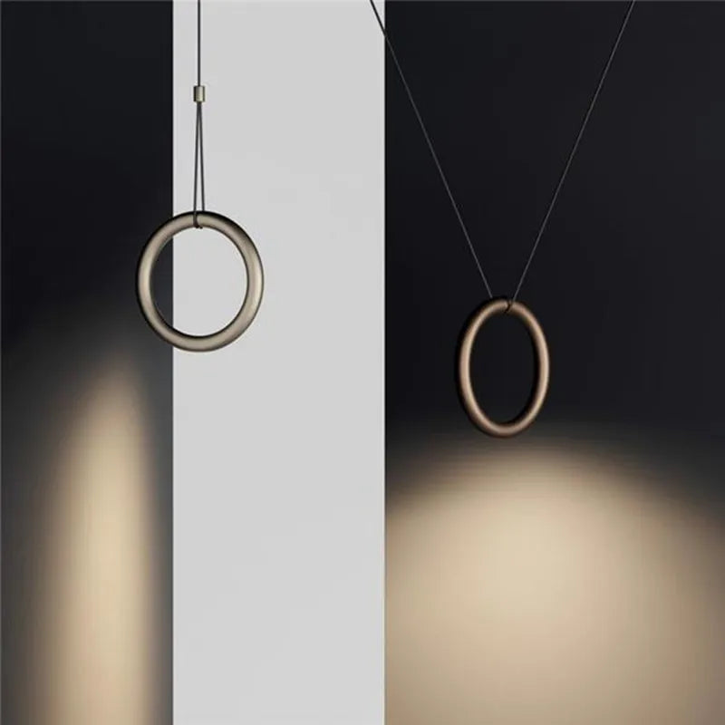 Afralia™ Metal Ring Pendant Lamp Italian Designer Restaurant Bar Studio Decor