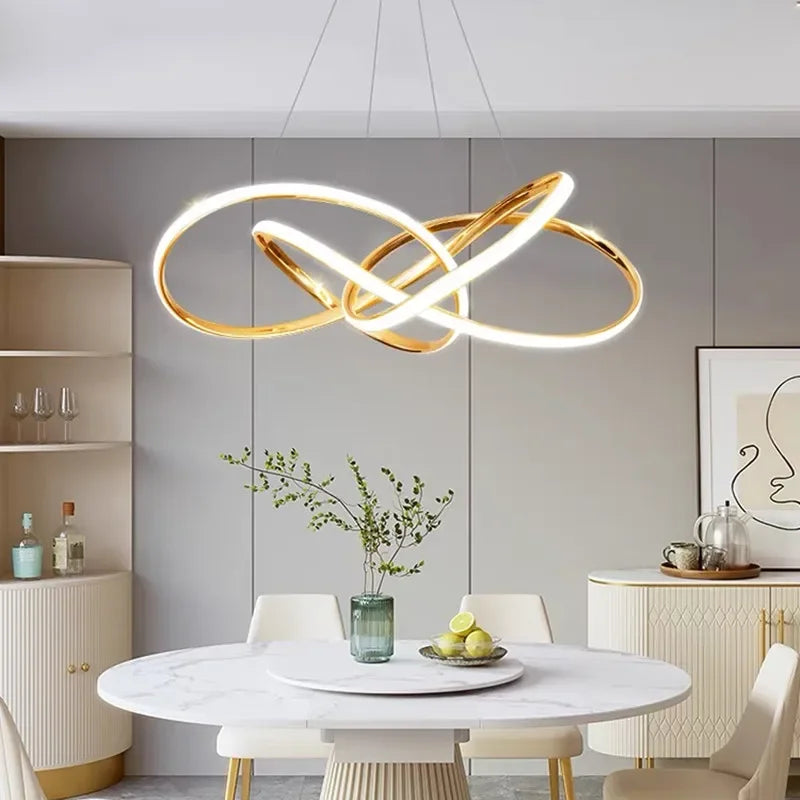 Afralia™ Geometric LED Ceiling Chandelier Artistic Lines Modern Pendant Light