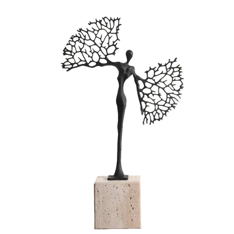 Afralia™ Golden Metal Abstract Figure Sculpture Home Decor CraftǀCreative Figurine Ornament