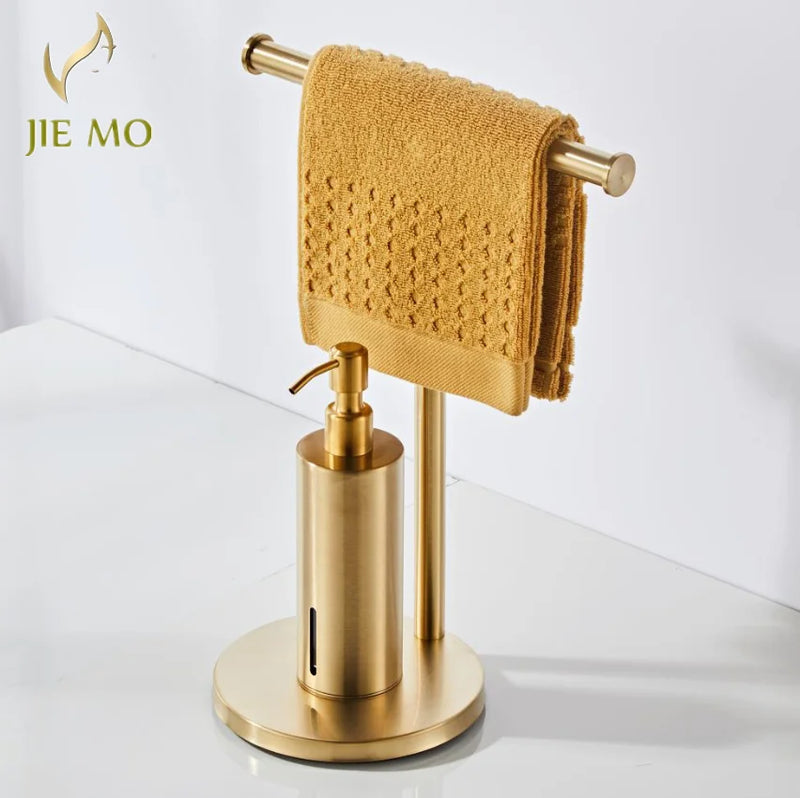 Afralia™ Standing Towel Rack with 400ML Soap Dispenser for Household and Hotel Engineering