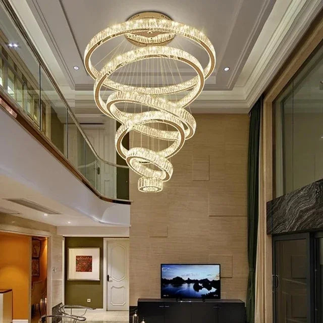 Afralia™ Crystal Ring LED Chandelier: Luxury Modern Ceiling Lighting for Stair, Dining, Bedroom.