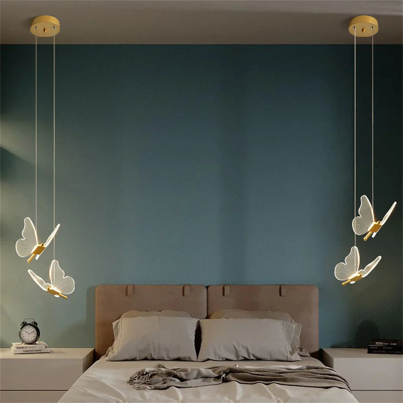 Afralia™ Golden Butterfly LED Chandelier: Modern Nordic Stylish Interior Lighting for Living Room, Bedroom & Kitchen.