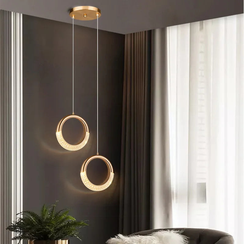 Afralia™ Gold Acrylic LED Chandelier Pendant Light for Modern Nordic Home Decor