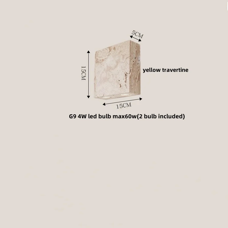 Afralia™ Natural Yellow Travertine Stone LED Wall Light