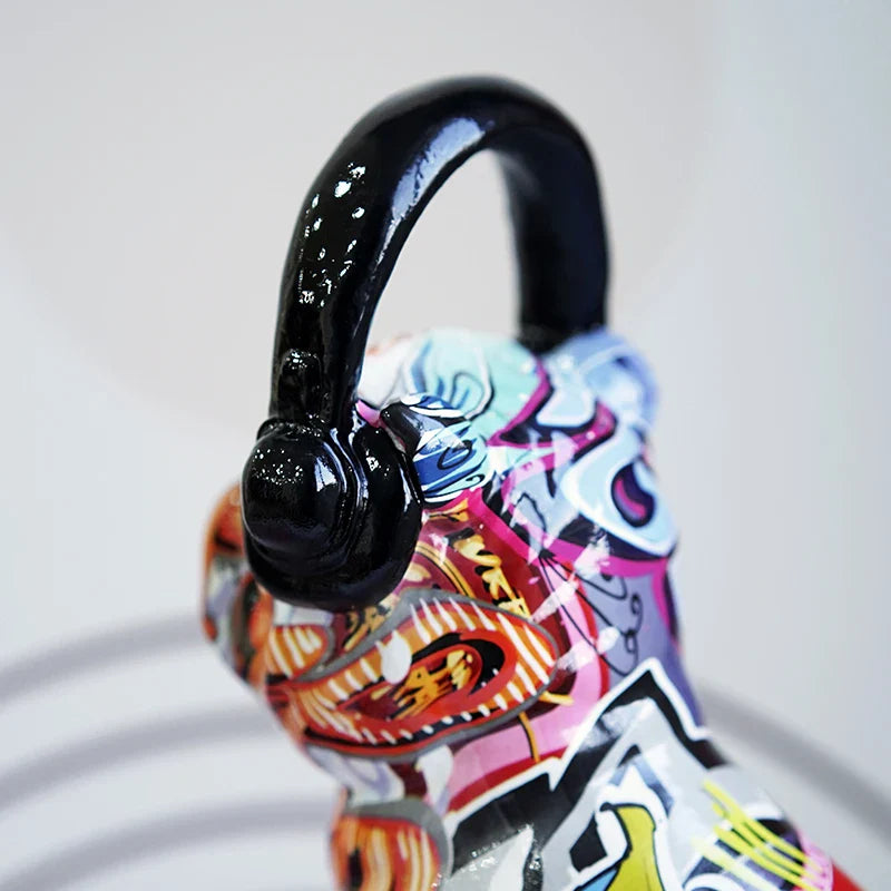 Afralia™ Bulldog Headphone Figurines: Resin Graffiti Art Dog Statue Desktop Decor