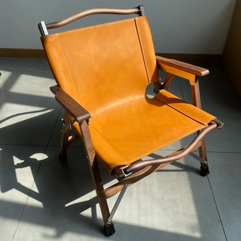 Afralia™ Folding Portable Backrest Chair Black Walnut: Outdoor Camping Leisure Garden Chair