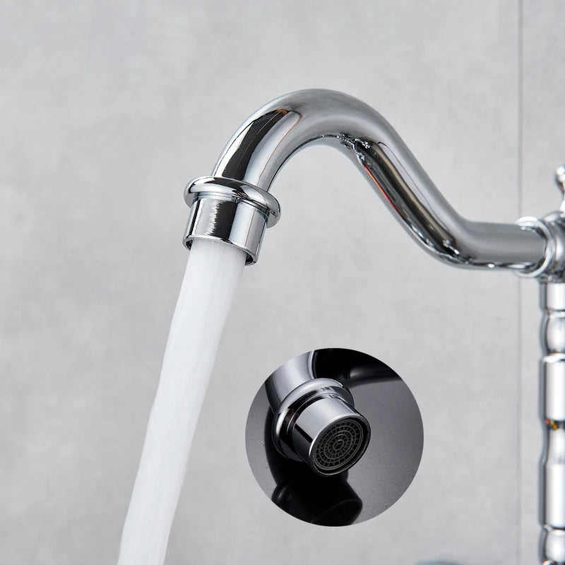 Afralia™ Chrome Kitchen Faucet with Swivel Long Spouts for Vessel Sink