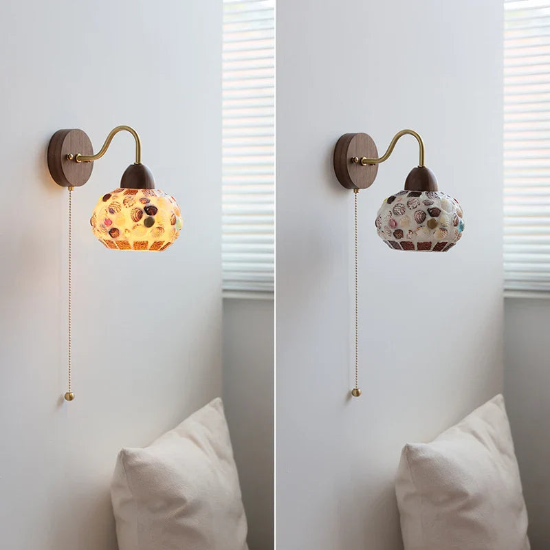 Afralia™ Tiffany Style Glass LED Wall Light with Colorful Shell Design