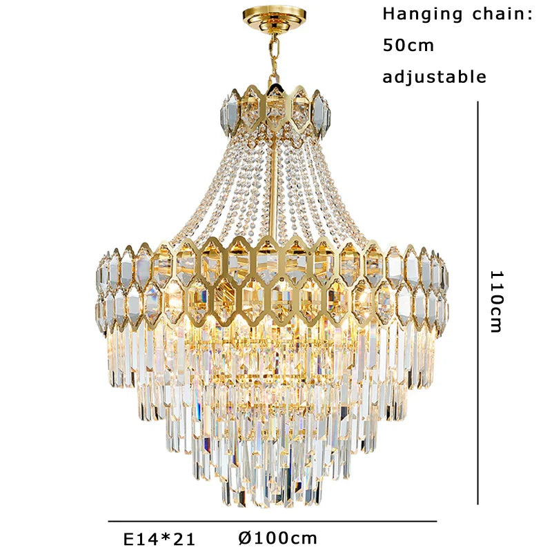 Afralia™ Nordic Gold Crystal Chandelier for Home Decor Living Room Decoration