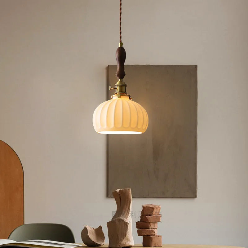 Afralia™ Ceramic Copper Chandelier LED Pendant Light Modern Hanging Lamp for Home Decor