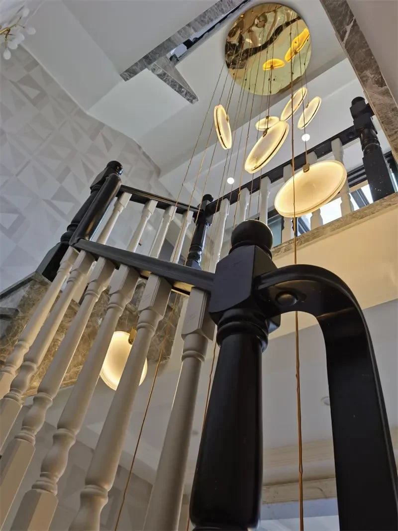 Afralia™ Marble LED Chandelier | Modern Luxury Staircase & Lobby Light Fixture