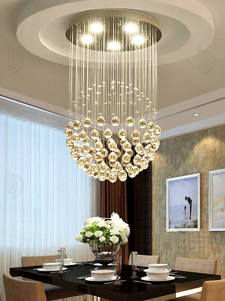 Afralia™ Modern Italian Crystal Ball Duplex Villa Chandelier Living Room Pendant Light