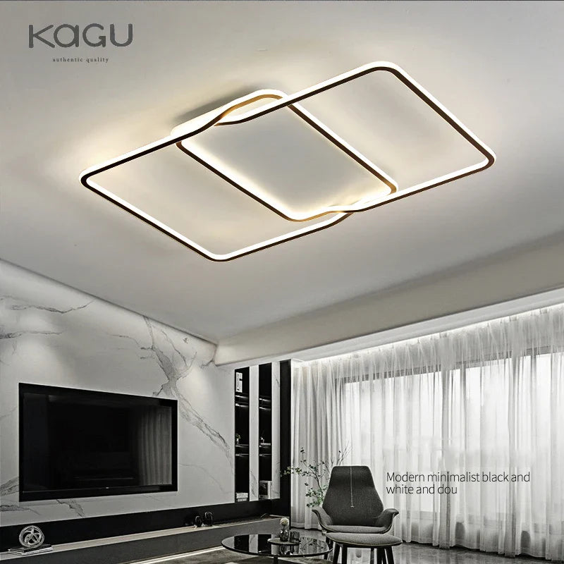 Afralia™ Modern Black & White LED Ceiling Chandelier for Home Decoration