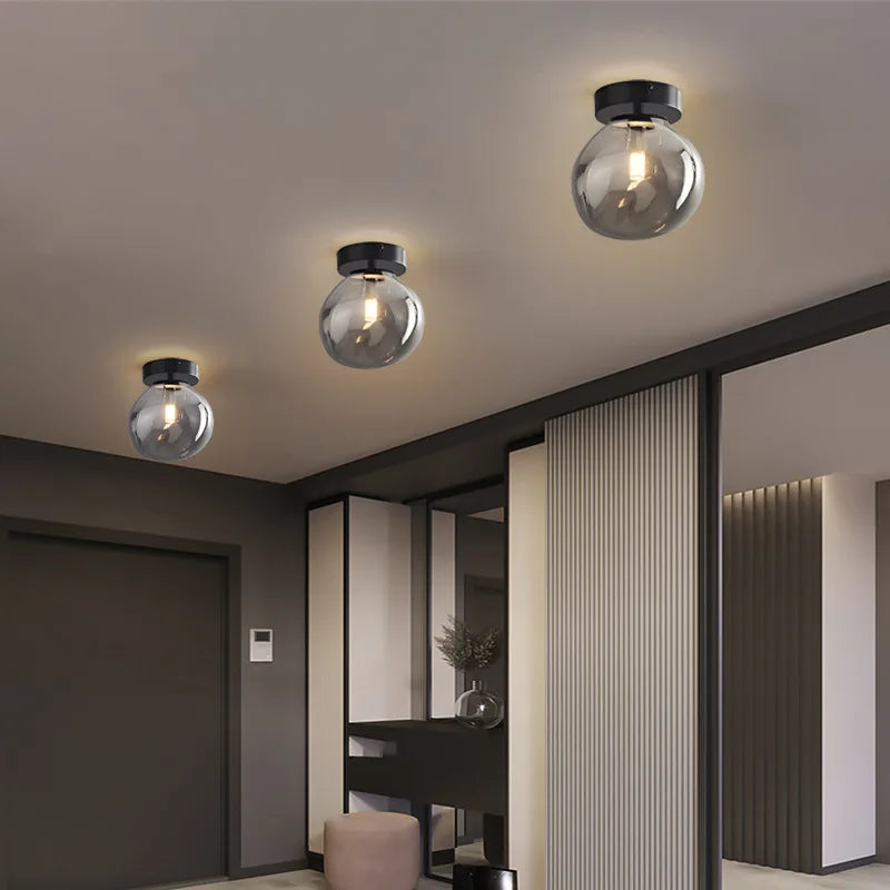 Afralia™ Minimalist Glass LED Ceiling Lamp for Aisle, Living Room, and Corridor