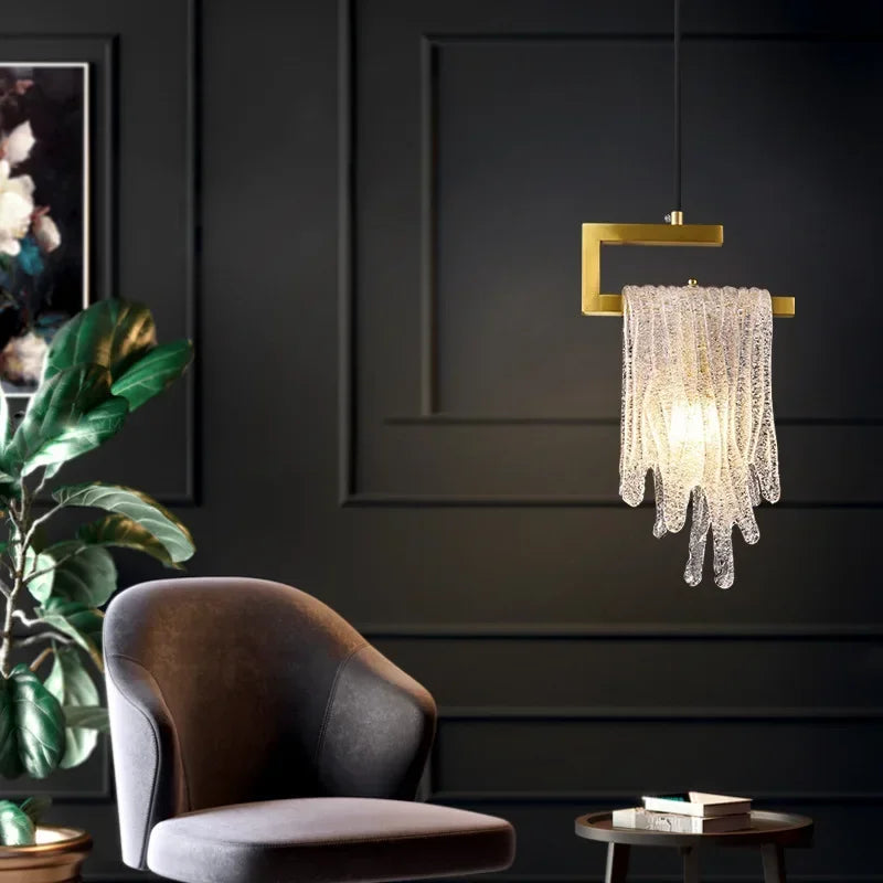 Afralia™ Copper Glass Suspension Chandelier Dining Room Living Room Lamp