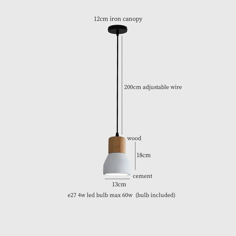 Afralia™ Cement LED Pendant Lamp Industrial Decor Bedroom Living Room Bar Cafe