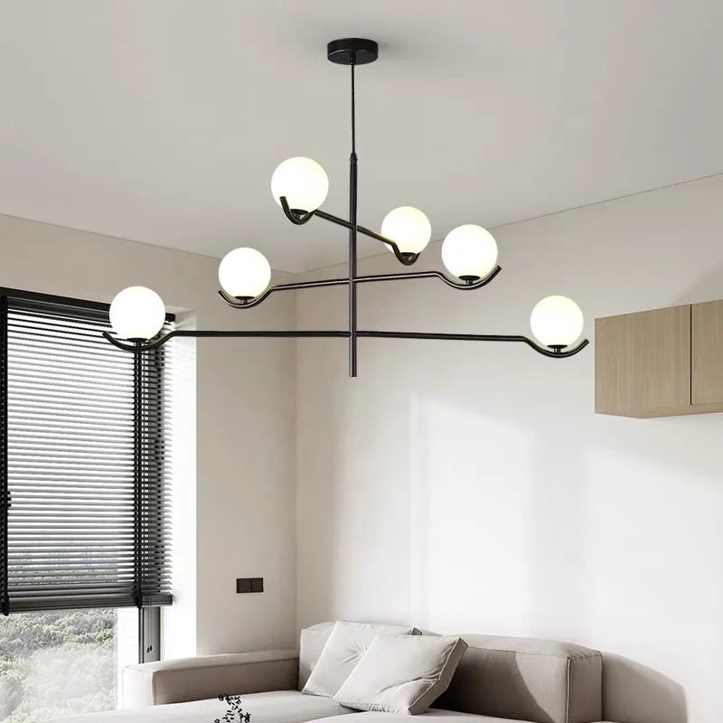 Afralia™ Modern LED Glass Ball Chandelier for Dining Room, Bedroom, and Living Room