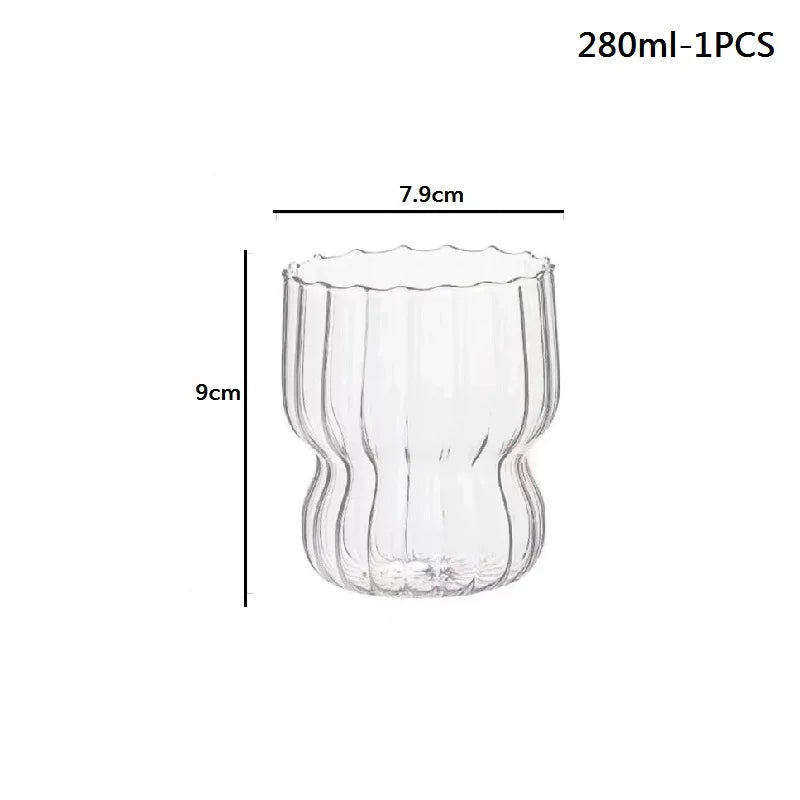 Afralia™ Vertical Stripe Glass Mug Set for Coffee, Tea, Milk and Juice