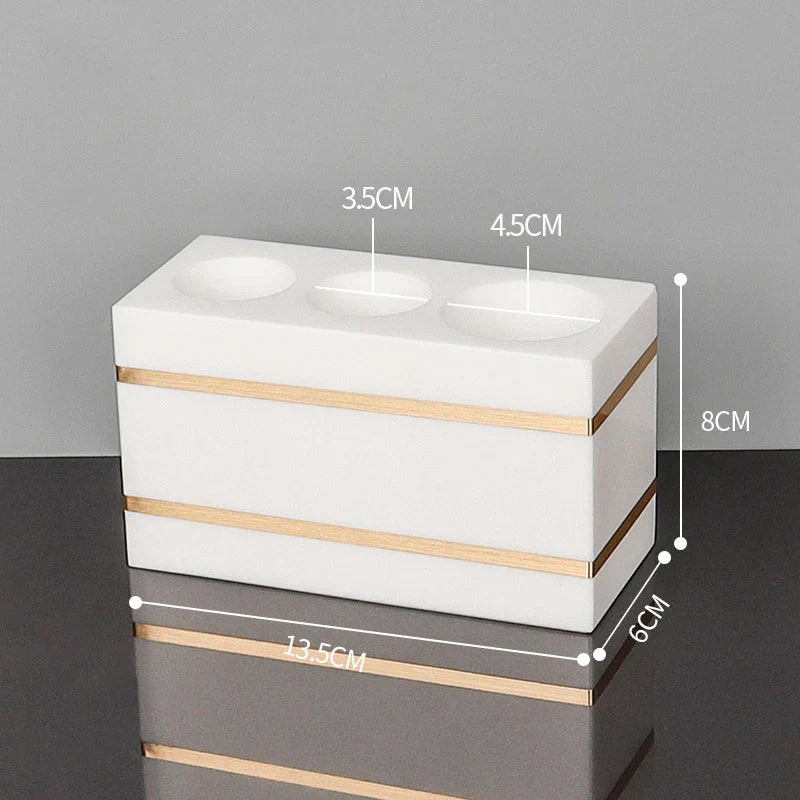 Afralia™ Volakos White Marble Bathroom Set with Golden Accents