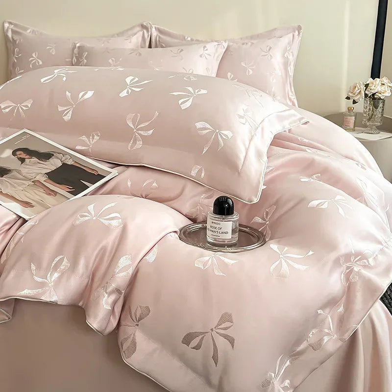 Afralia™ Faux Silk Jacquard Bedding Set: High-End Comforter Cover, Soft Bed Set