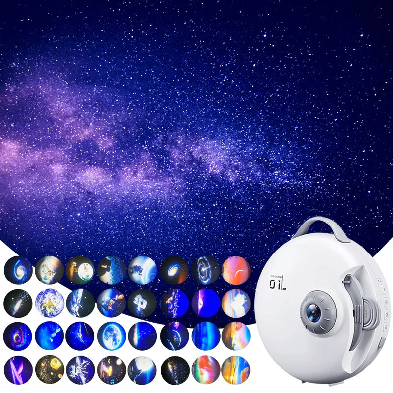 Afralia™ Galaxy Star Projector Night Light - Rechargeable Rotating Sky Starry Nightlights