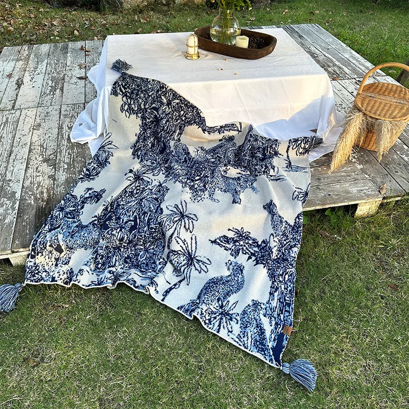 Afralia™ Cozy Chinese Ink Knit Blanket for All Seasons - Soft Sofa and Bed Cover